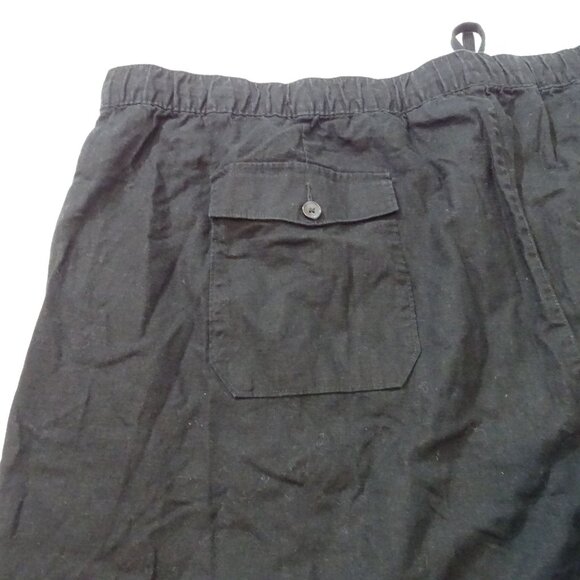 Oak Hill Men Black Casual Drawstring Shorts Elastic Waist Size 5XL Linen Blend - Picture 4 of 12